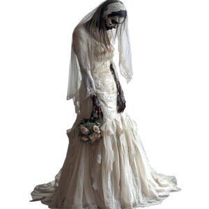 ZOMBIE Dead Corpse Bride, Halloween Wedding Dress, DAMAGED, Vintage Haunting